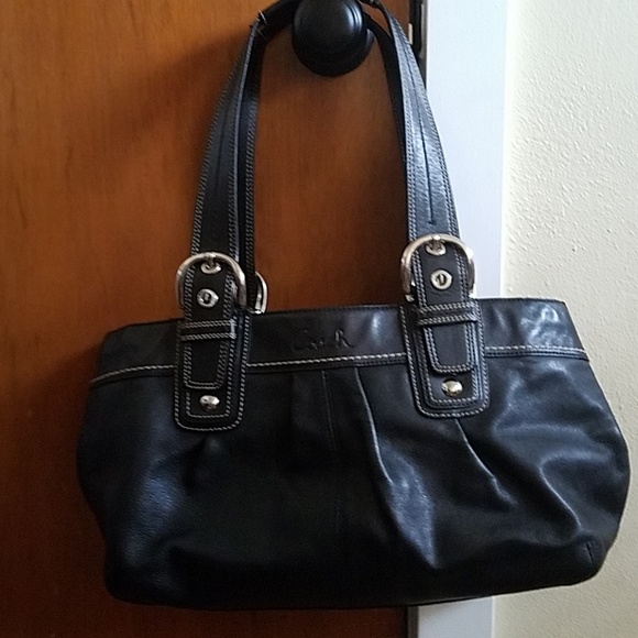 Black Leather Coach Satchel Great Condition soho - Picture 2 of 7